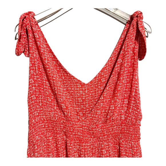 Shinestar Red/Orange Ruffle Flared Print Sundress Size XL - Picture 3 of 11